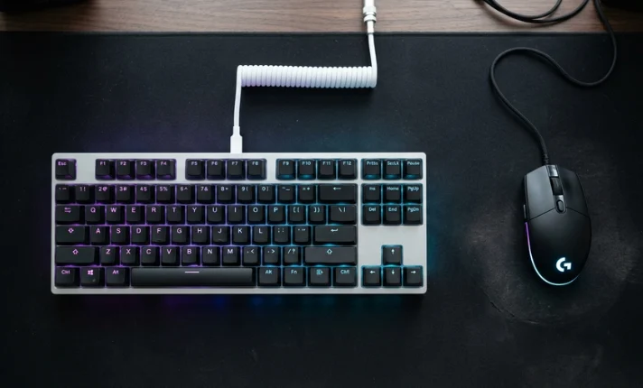 Best budget gaming mouse and keyboard setup on a desk with RGB lighting.
