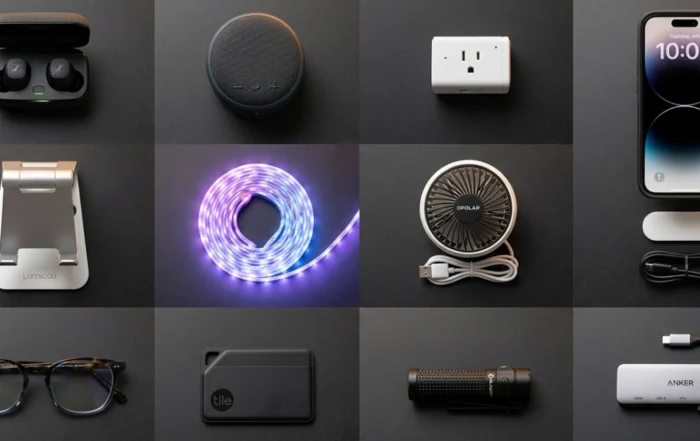 Top cheap tech gadgets under $30 arranged on a flat surface — 2026 budget picks